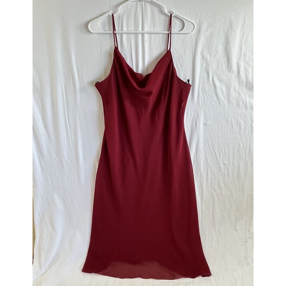 VTG 90s Y2K Slip Dress 14/L Red Gitter Fairy midi California Concept Stretchy